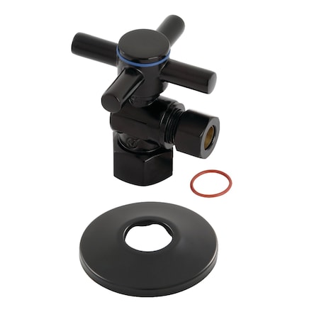 Kingston Brass 1/2" FIP X 3/8" OD Comp Quarter-Turn Angle Stop Valve W/ Flange, Black CC43100DXK